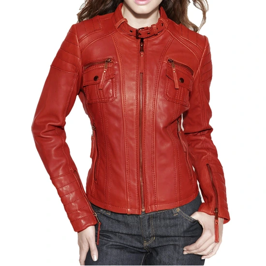 café racer red leather jacket