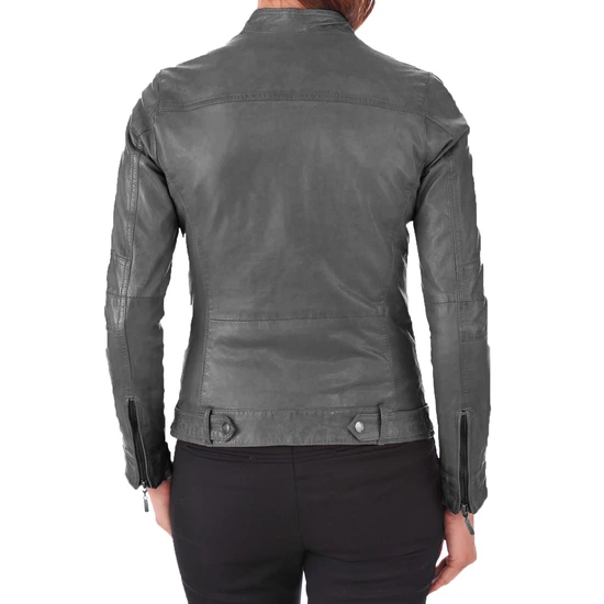 light grey leather jacket women's