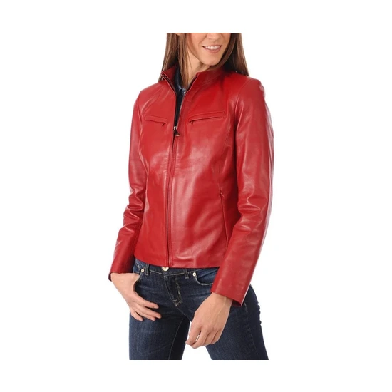 dark red leather jacket womens