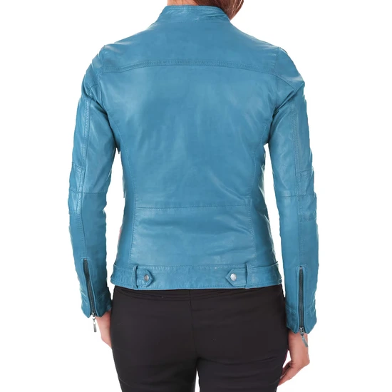 ladies light blue leather jacket