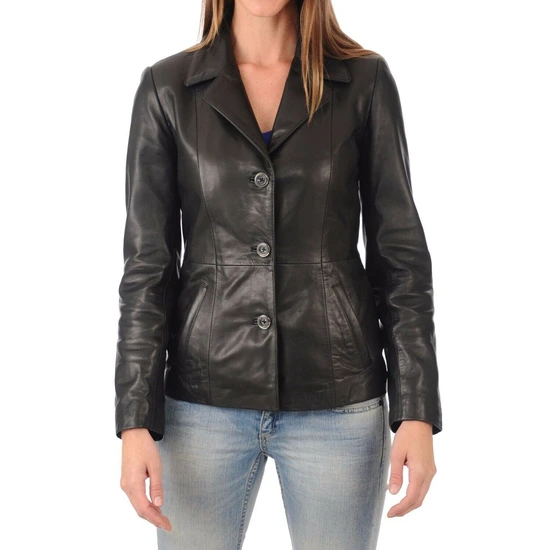 black leather blazer for women