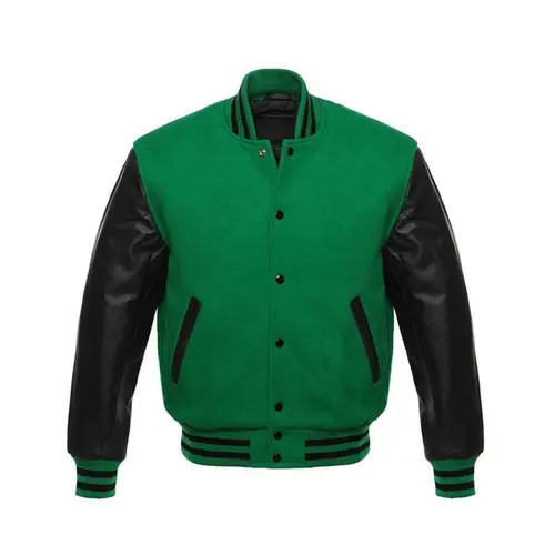 Green and Black Letterman Varsity Jacket