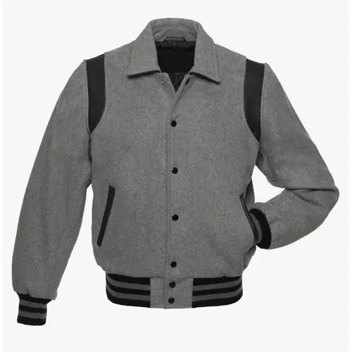 Grey Letterman Varsity Jacket