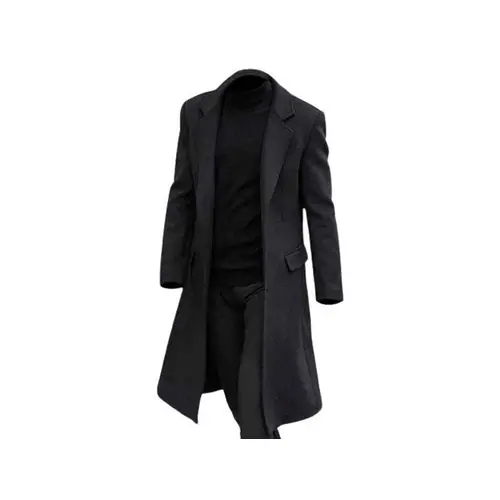 Black Wool Coat for Men