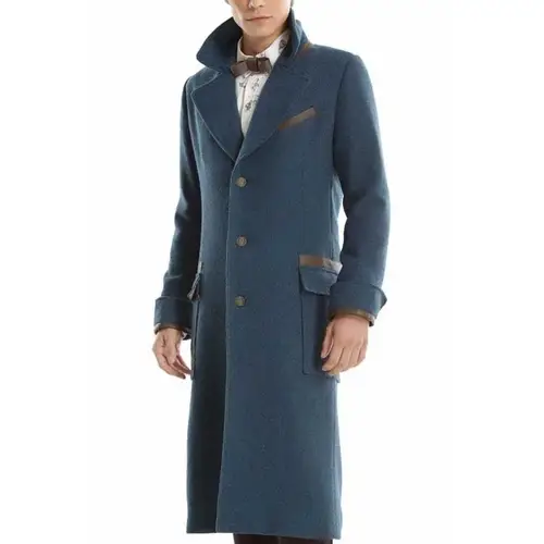 Blue Wool Coat for Men