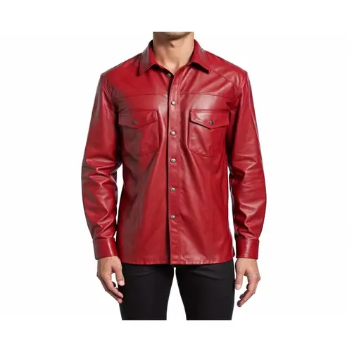 Red Truckerr Leather Jacket
