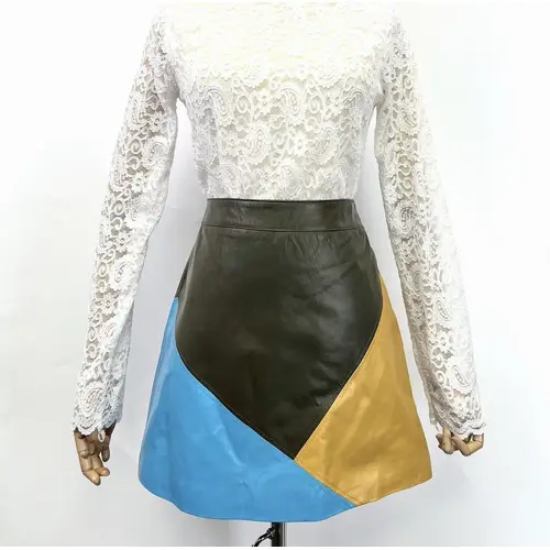 Multi-Colored Leather Skirt