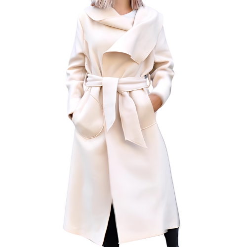 Women's Cream Wool Long Coat