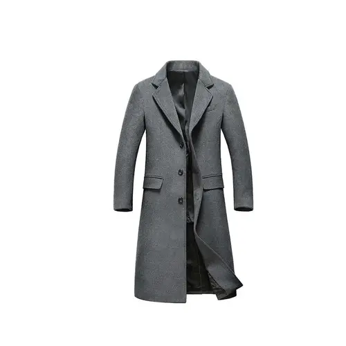 Men's Grey Wool Long Coat