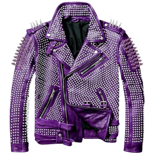 Men-Purple-Studded-Biker-Leather-Jacket