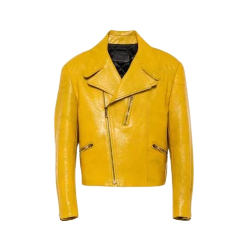 Mens-Yellow-Biker-Leather-Jacket