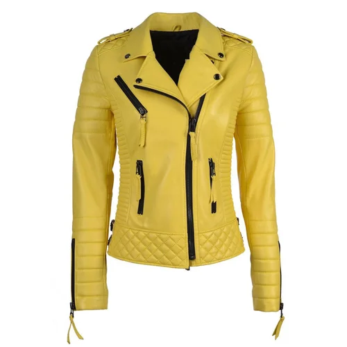 Women-Yellow-Leather-Biker-Jacket