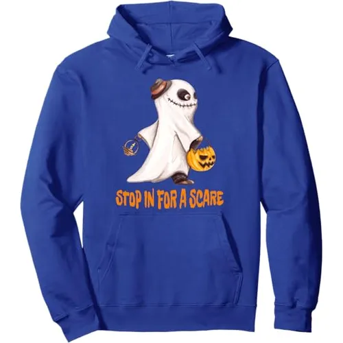 Halloween-Ghost-Stop-In-for-a-Scare-Blue-Hoodie