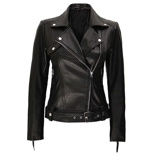 Authentic Biker Black Leather Jacket For Women