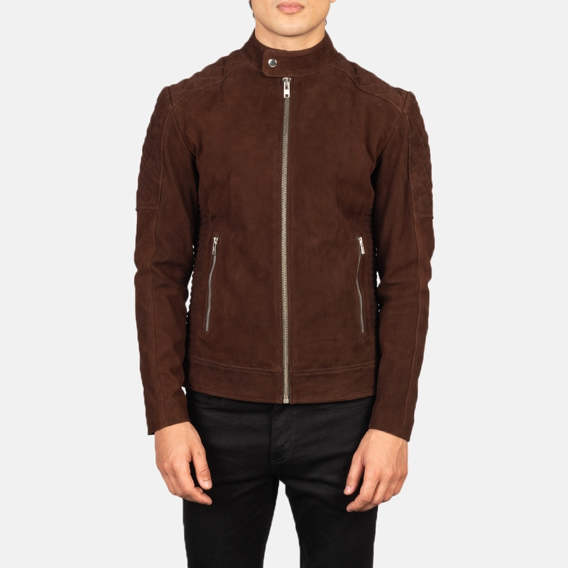 Fernando Quilted Brown Suede Biker Jacket