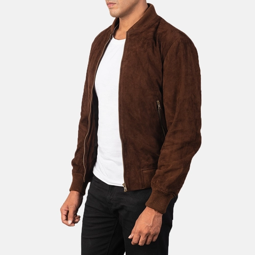 Shane Mocha Suede Bomber Jacket Classic Luxury Outerwear