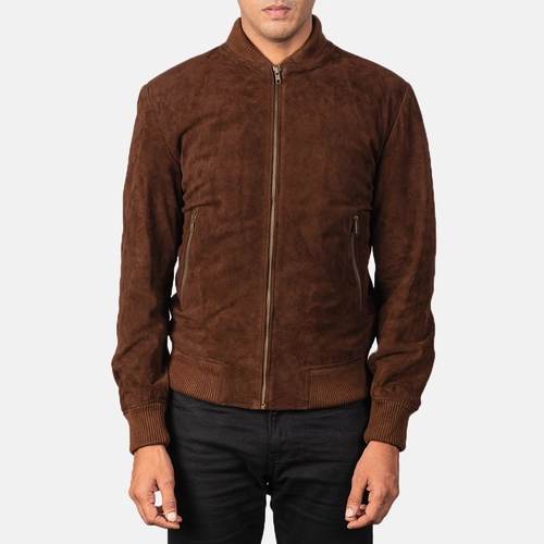 Shane Mocha Suede Bomber Jacket Classic Luxury Outerwear